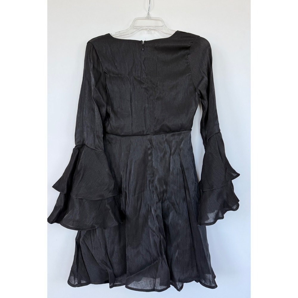 Altar'd State Ruffle Bell Sleeve Mini Dress Black M Dark Romantic Holiday Party - Picture 3 of 11